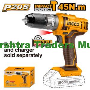 Voltage: 20V No-load speed: 0-400/0-1500rpm Max torque: 45Nm Plastic chuck Chuck capacity: 0.8-10mm(1/32- 3/8") Torque settings: 15+1 Mechanical 2-speed gear Spindle lock function Include: 1 Pcs Cr-V 65mm bit Battery and charger sold separately Integrated LED work light Packed by color box